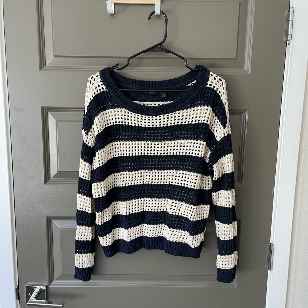 Black and White Striped Women's Sweater